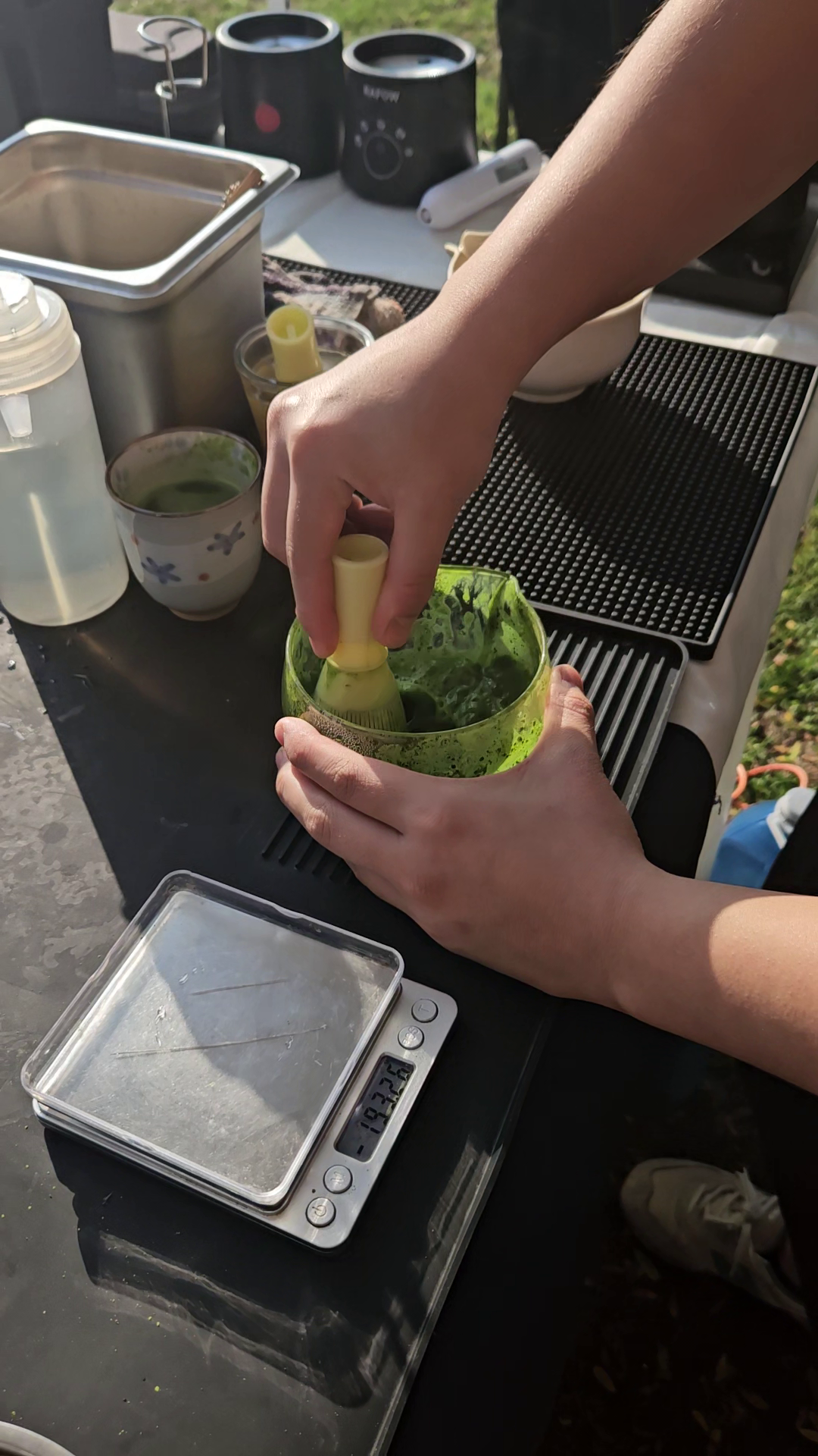 Whisking Ceremonial Japanese Matcha